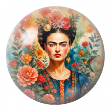 Cabochon en Verre Illustré Frida aux Deux Colibris dans les Fleurs 12 à 25mm pour la Création de Bijoux Fantaisie - DIY