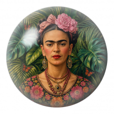 Cabochon en Verre Illustré Frida aux Papillons dans les Feuillages 12 à 25mm pour la Création de Bijoux Fantaisie - DIY