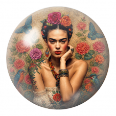 Cabochon en Verre Illustré Frida au Jardin de Roses et aux Oiseaux 12 à 25mm pour la Création de Bijoux Fantaisie - DIY