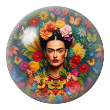 Cabochon en Verre Illustré Frida aux Papillons dans les Fleurs 12 à 25mm pour la Création de Bijoux Fantaisie - DIY