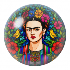 Cabochon en Verre Illustré Frida au Jardin de Verre et aux Oiseaux Jaunes 12 à 25mm pour la Création de Bijoux Fantaisie - DIY