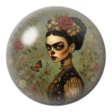 Cabochon en Verre Illustré Frida Gothique au Papillon 12 à 25mm pour la Création de Bijoux Fantaisie - DIY