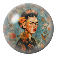 Cabochon en Verre Illustré Frida de Profil aux Colibris et au Papillon 12 à 25mm pour la Création de Bijoux Fantaisie - DIY