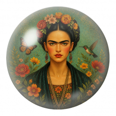 Cabochon en Verre Illustré Frida au Colibri et au Papillon 12 à 25mm pour la Création de Bijoux Fantaisie - DIY