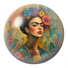 Cabochon en Verre Illustré Frida de Profil au Colibri et au Papillon 12 à 25mm pour la Création de Bijoux Fantaisie - DIY