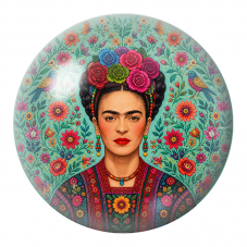 Cabochon en Verre Illustré Frida aux Oiseaux dans le Jardin Turquoise 12 à 25mm pour la Création de Bijoux Fantaisie - DIY