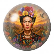Cabochon en Verre Illustré Frida au Colibri dans la Vallée Fleurie 12 à 25mm pour la Création de Bijoux Fantaisie - DIY