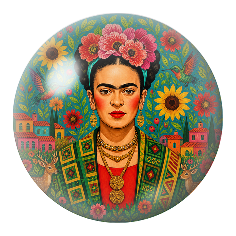Cabochon en Verre Illustré Frida au Village et aux Cerfs 12 à 25mm