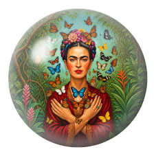 Cabochon en Verre Illustré Frida aux Papillons dans la Jungle 12 à 25mm pour la Création de Bijoux Fantaisie - DIY