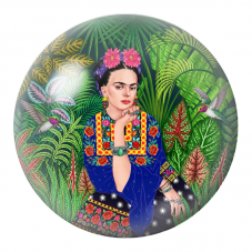 Cabochon en Verre Illustré Frida aux Colibris dans les Feuillages 12 à 25mm pour la Création de Bijoux Fantaisie - DIY