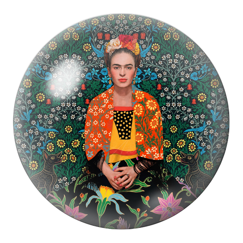 Cabochon en Verre Illustré Frida aux Cerfs dans le Jardin Fleuri 12 à 25mm