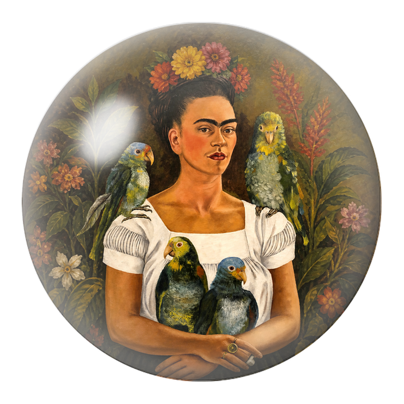 Cabochon en Verre Illustré Frida aux Perroquets dans le Jardin 12 à 25mm