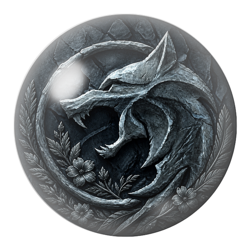 Cabochon en Verre Illustré Emblème de Loup en Métal Sombre 12 à 25mm