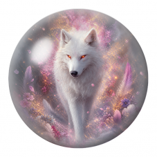 Cabochon en Verre Illustré Loup Blanc aux Yeux de Feu 12 à 25mm pour la Création de Bijoux Fantaisie - DIY