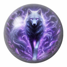 Cabochon en Verre Illustré Loup Blanc dans l’Énergie Violette 12 à 25mm pour la Création de Bijoux Fantaisie - DIY