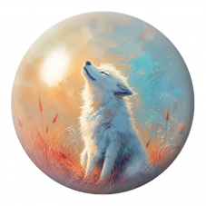 Cabochon en Verre Illustré Loup Blanc Hurlant au Soleil 12 à 25mm pour la Création de Bijoux Fantaisie - DIY