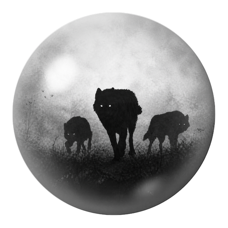 Cabochon en Verre Illustré Meute de Loups dans la Brume 12 à 25mm