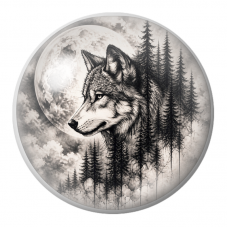 Cabochon en Verre Illustré Loup et Forêt sous la Pleine Lune 12 à 25mm pour la Création de Bijoux Fantaisie - DIY
