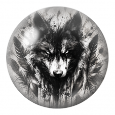 Cabochon en Verre Illustré Loup Sombre aux Plumes Noires 12 à 25mm pour la Création de Bijoux Fantaisie - DIY