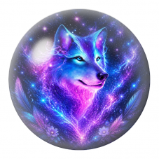 Cabochon en Verre Illustré Loup Cosmique Bleu et Violet 12 à 25mm pour la Création de Bijoux Fantaisie - DIY