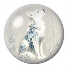 Cabochon en Verre Illustré Loup Blanc aux Motifs Botaniques 12 à 25mm pour la Création de Bijoux Fantaisie - DIY