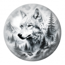 Cabochon en Verre Illustré Loup Blanc dans les Montagnes 12 à 25mm pour la Création de Bijoux Fantaisie - DIY