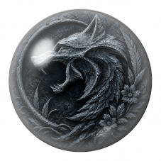 Cabochon en Verre Illustré Emblème de Loup Gravé dans la Pierre 12 à 25mm pour la Création de Bijoux Fantaisie - DIY