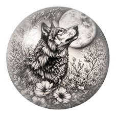 Cabochon en Verre Illustré Loup Hurlant dans le Jardin Lunaire 12 à 25mm pour la Création de Bijoux Fantaisie - DIY