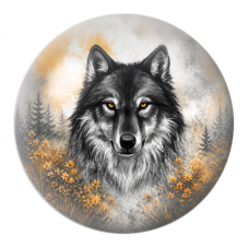 Cabochon en Verre Illustré Loup aux Yeux d’Or dans la Forêt 12 à 25mm pour la Création de Bijoux Fantaisie - DIY