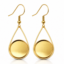 1 Paire de Support Boucle d'Oreille Doré pour Cabochon 12mm pour la Création de Bijoux Fantaisie - DIY