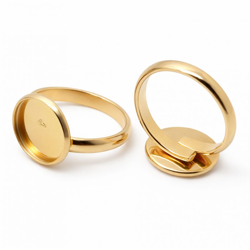 Support Bague Ajustable Doré en Acier Inoxydable pour Cabochon 12mm