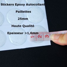 20 Cabochons Autocollant Sticker en Résine Époxy Paillettes Haute Qualité 25mm pour la Création de Bijoux Fantaisie - DIY