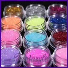 12 Boites de Paillettes Poudre Glitter Nail Art 3g