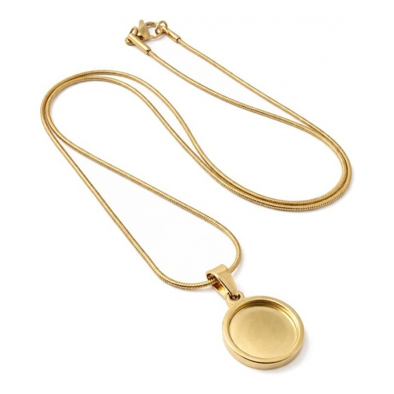 Collier Doré pour Cabochon 12mm Chaîne Serpent 1,2mm en Acier Inoxydable 45cm