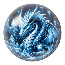Cabochon en Verre Illustré Dragon de Glace aux Cristaux Bleus 12 à 25mm pour la Création de Bijoux Fantaisie - DIY