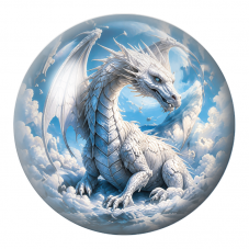 Cabochon en Verre Illustré Dragon Blanc dans les Nuages 12 à 25mm pour la Création de Bijoux Fantaisie - DIY