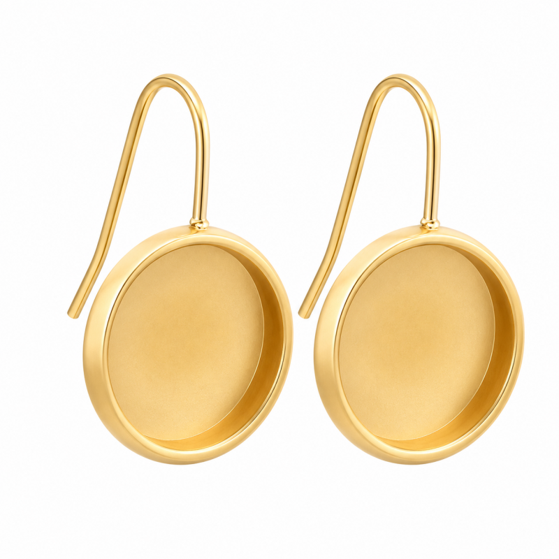 1 Paire de Support Boucle d'Oreille en Acier Inoxydable Doré pour Cabochon 14mm