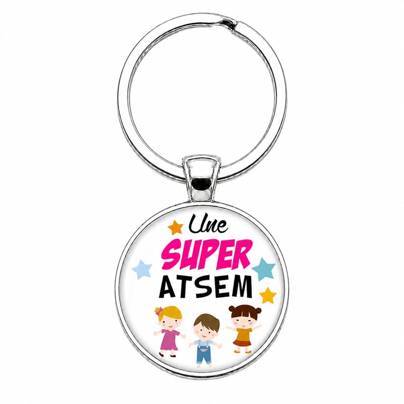 Porte-clé "Une Super Atsem" Enfants Cadeau de Fin d’Année