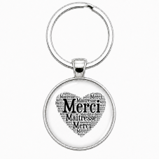 Porte-Clé Fait Main Merci Maîtresse Verre 25mm pour la Création de Bijoux Fantaisie - DIY