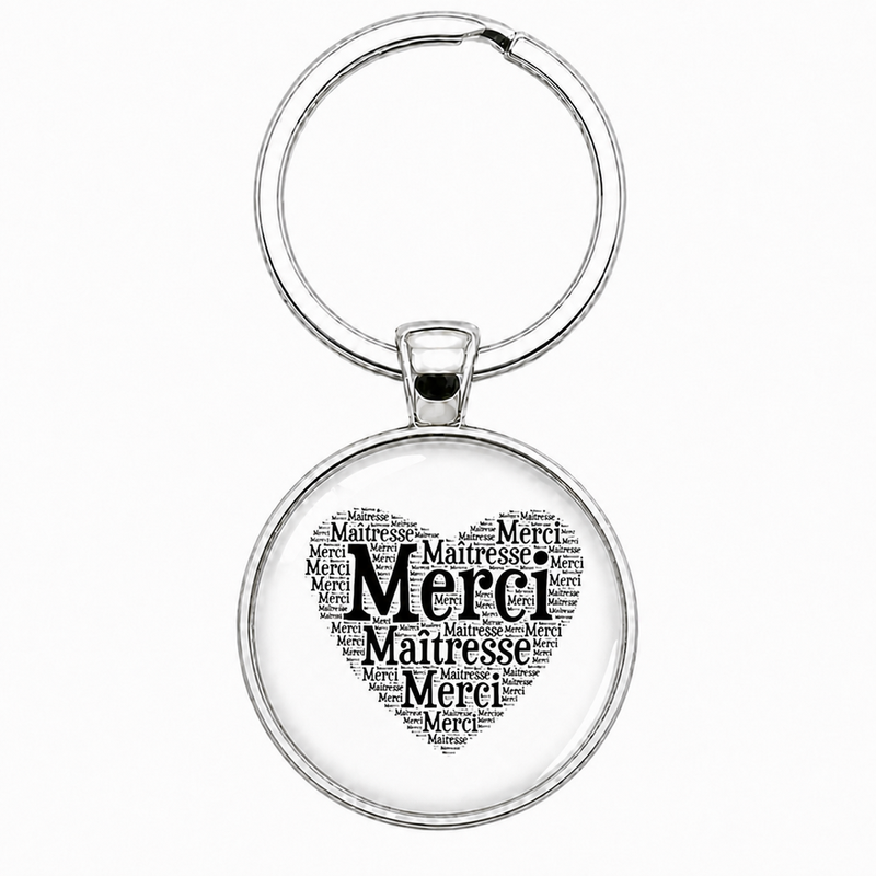 Porte-Clé Fait Main Merci Maîtresse Verre 25mm