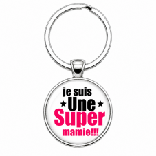 Porte-Clé Fait Main Super Mamie Rose 25mm pour la Création de Bijoux Fantaisie - DIY