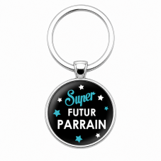 Porte-clé "Super Futur Parrain" Cadeau pour Annonce de Grossesse Naissance pour la Création de Bijoux Fantaisie - DIY