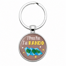 Porte-Clé Fait Main J’Peux Pas J’ai RANDO Verre 25mm pour la Création de Bijoux Fantaisie - DIY