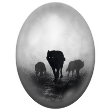 Cabochon en Verre Illustré Meute de Loups dans le Brouillard pour la Création de Bijoux Fantaisie - DIY