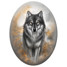 Cabochon en Verre Illustré Loup aux Yeux d’Or dans la Forêt pour la Création de Bijoux Fantaisie - DIY