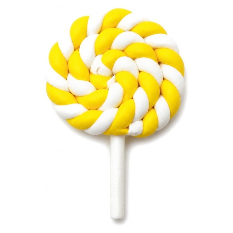 Cabochon Sucette Jaune et Blanc en Pâte Polymère Fimo 35x26mm