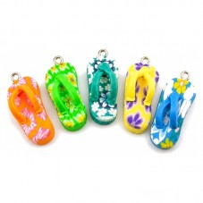 5 Breloques Tongs en Pâte Polymère Fimo 27mm pour la Création de Bijoux Fantaisie - DIY