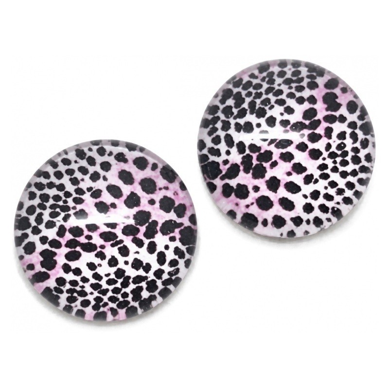 Lot de 2 Cabochons en Verre Motif Léopard Rose 10mm