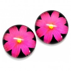 Lot de 2 Cabochons en Verre Motif Fleur Fuchsia 10mm pour la Création de Bijoux Fantaisie - DIY