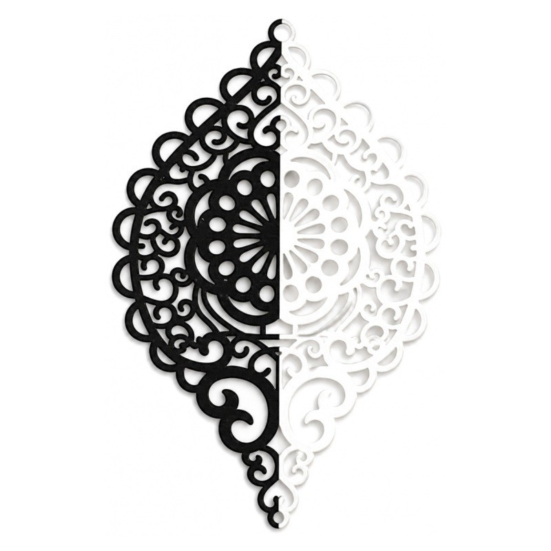 Connecteur Filigrane Ajouré Noir et Blanc 58x37mm